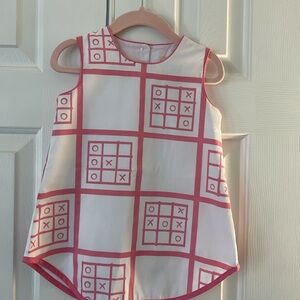 TBBC Pink and White Sleeveless Top with Tic-Tac-Toe Design